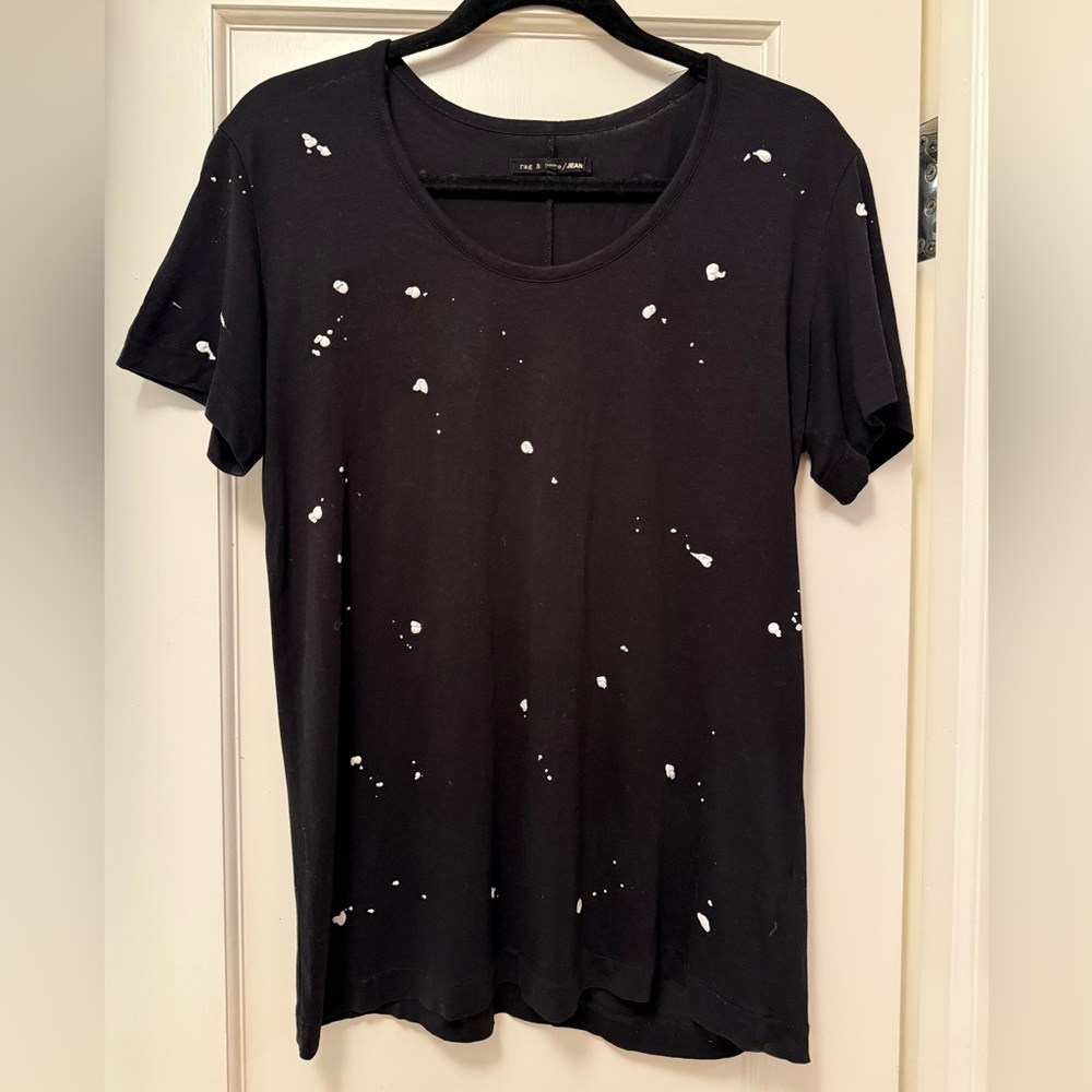 Rag & Bone Black Paint Splatter Tee